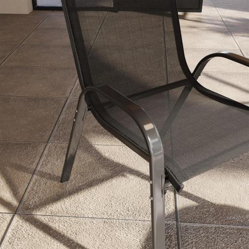 Set de 4 Sillas de Exterior Apilables con Asiento de Malla Respaldo Alto y Marco de Acero para Jardín o Terraza [4]