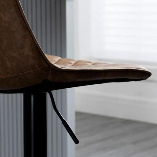 Juego de 2 Taburetes de Cocina Taburetes Altos con Altura Ajustable Asiento Giratorio 46,5x51x86-106 cm Marrón [7]