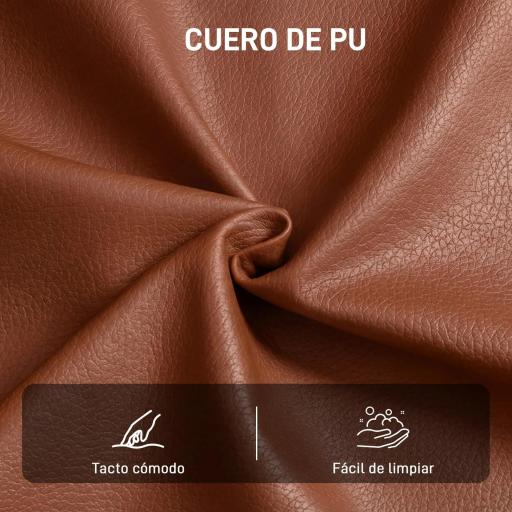 Butaca de Salón Tapizado en PU Sillón Lectura con Asiento Acolchado Reposabrazos Patas Metálicas Marrón [6]