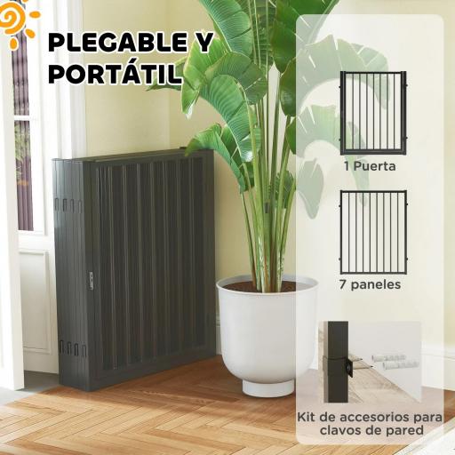 Parque para Perros de 8 Paneles 60x76 cm Corralito para Perros Pequeños y Medianos para Interior y Exterior Negro [6]