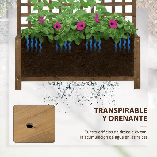 Jardinera con Celosía de Madera para Enredaderas Cultivo de Plantas para Patio Terraza 90x45x183 cm Marrón [3]