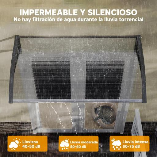 Marquesina para Puertas y Ventanas 110x60 cm con Paneles de Policarbonato Regleta de Aluminio Transparente [4]