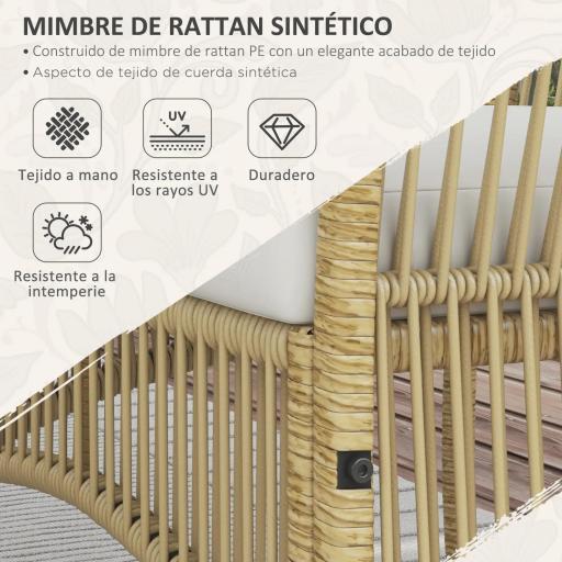 Juego de 4 Piezas Muebles de Terraza con 1 Sofá de 2 Plazas 2 Sillones y 1 Mesa de Centro con Encimera de Cristal Beige [4]