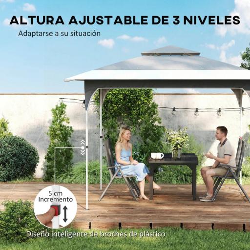 Carpa Plegable 3,5x3,5 m Pop-up con Altura Ajustable 3 Niveles Doble Techo Cierre Central y Bolsa UPF50+ Gris [2]