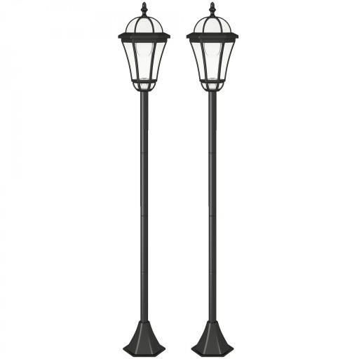 2 Farolas Solares de Jardín con Luz LED Blanca 6000K IP44 Set de 2 Farolas de Exterior 18,5x18,5x129 cm Negro [7]
