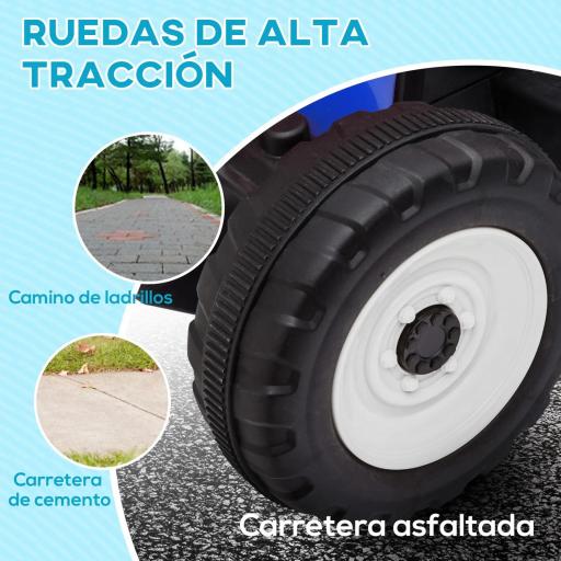 Tractor Eléctrico con Remolque para Niños 3-6 Años con Control Remoto y Cinturón de Seguridad 136,5x50x52,5 cm Azul [4]