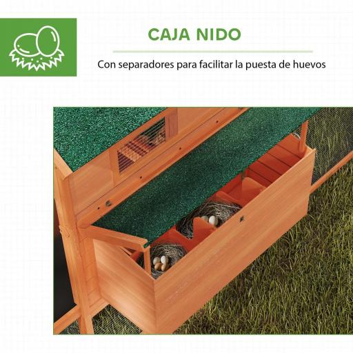 Gallinero de Madera Grande Exterior con 2 Nidos Corral Techo Asfáltico Bandeja Extraíble y Rampa 347x160x150 cm Naranja [2]
