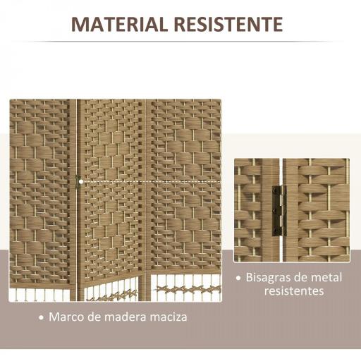 Biombo Separador de Ambientes de 4 Paneles Plegable de Cuerda de Papel 160x170cm Decoración para Dormitorio Natural [4]