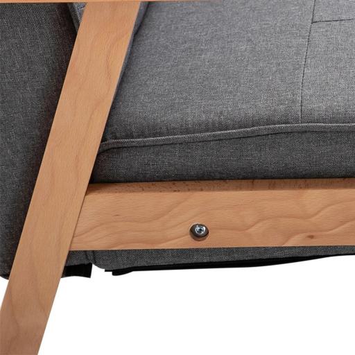 Butaca de Salón Moderna con Asiento Acolchado y Marco de Madera para Oficina Dormitorio 65x69x78 cm Gris [6]