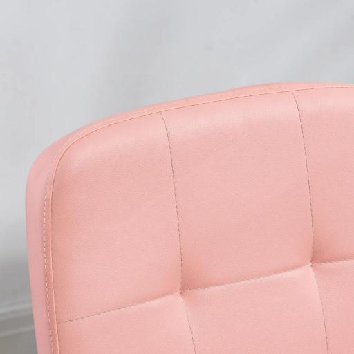 Silla de Oficina sin Brazos Silla de Escritorio Giratorio de Piel Sintética con Altura Ajustable 45x59x90-100 cm Rosa [7]