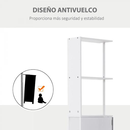 Columna de Baño Moderno Mueble Auxiliar de Baño con 2 Estantes 2 Cajones y 1 Puerta Antivuelco 15x33x136,5 cm Blanco [3]
