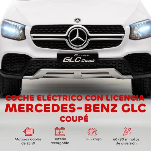 Coche Eléctrico para Niños Mercedes-Benz GLC Coupé 12V Mando a Distancia 2,4 G Motor Doble MP3 Blanco [2]