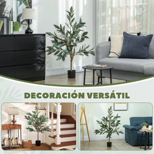 Árbol Artificial de Laurel 120 cm Decoración para Hogar Oficina Balcón Dormitorio Verde [6]