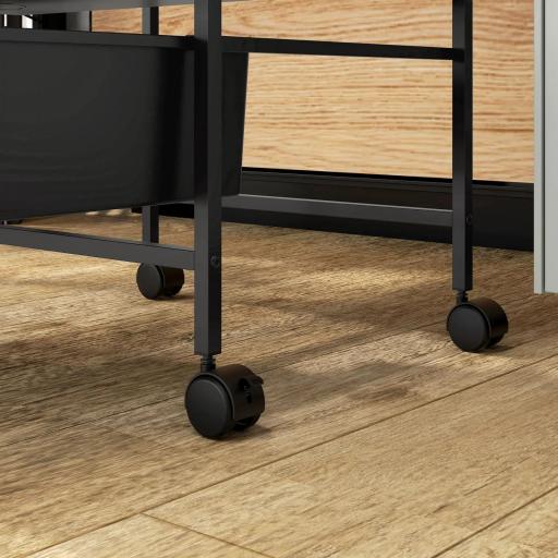 Carrito Auxiliar con Ruedas con 3 Cestas para Almacenamiento y Marco de Acero para Cocina Baño 40,8x33,5x60,5 cm Negro [7]