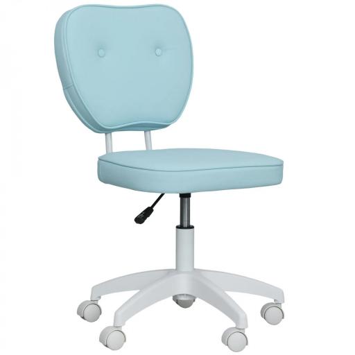 Silla de Oficina Giratoria Tapizada en PU con Altura Ajustable Sin Brazos Carga 120 kg 46x59x82-92 cm Azul Claro [9]