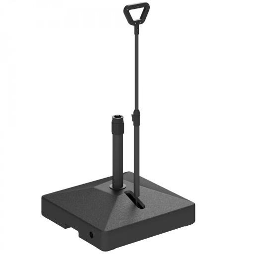 Base para Sombrilla Cuadrada con Ruedas y Asa Rellenable con Agua o Arena Soporte de HDPE 60x60x104 cm Negro [8]