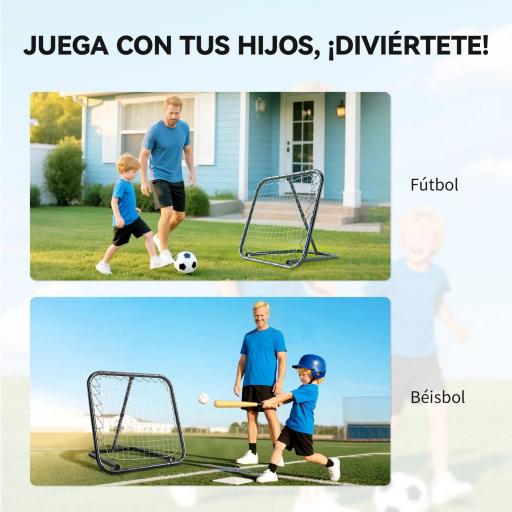 Red de Rebote Plegable Reboteador Ajustable en Ángulo de 5 Niveles para Entrenamiento de Fútbol Tenis Béisbol Deportes 78x84x65-78 cm Negro [6]