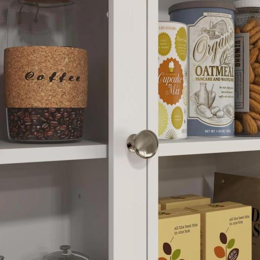 Alacena de Cocina Aparador con 2 Puertas de Vidrio Compartimentos 4 Cajones y Estantes Ajustables 60x35x180 cm Blanco [10]