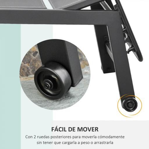 Tumbona de Jardín de Aluminio Tumbona Exterior con Respaldo Reclinable en 5 Posiciones Carga 120 kg 169x65x102 cm Verde [5]