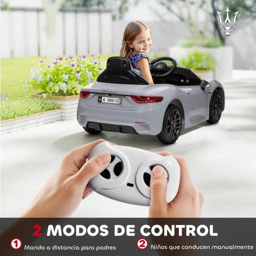 Coche Eléctrico Infantil Maserati Gran Turismo Folgore con Batería 12V Mando a Distancia Faros Bocina Música MP3 Gris [4]