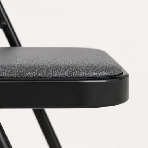 Juego de 4 Sillas Plegables Acolchadas con Respaldo y Estructura de Acero para Salón Comedor Cocina 45x46x78 cm Negro [13]