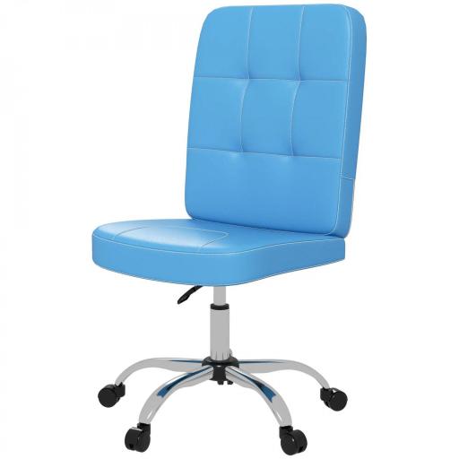 Silla de Oficina sin Brazos Silla de Escritorio Giratorio de Piel Sintética con Altura Ajustable 45x59x90-100 cm Azul [8]