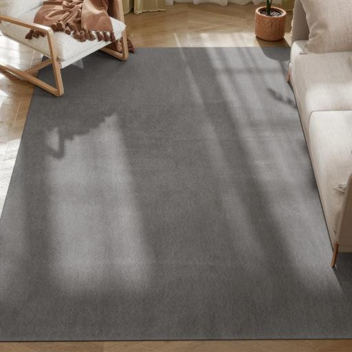Alfombra Salón 160x230 cm Lavable en Lavadora Pelo Largo Estilo Moderno Tapete para Sala de Estar Dormitorio Gris Claro [4]