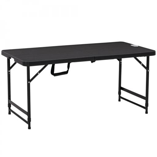 Mesa de Comedor Exterior Plegable para 4 Personas con Altura Ajustable y Marco de Acero 118x60x56-74 cm Gris Oscuro [9]