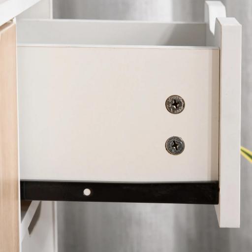 Aparador Moderno Aparador para Salón con 3 Puertas y Cajón Mueble Auxiliar para Salón Cocina Dormitorio 90x30x72 cm Blanco y Natural [7]