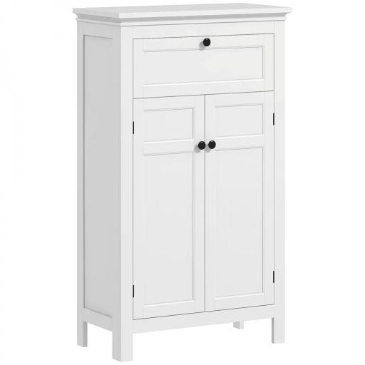 Mueble de Baño Columna de Baño con Cajón 2 Puertas y Estantes Ajustables Armario de Baño Moderno 60x30x102,5 cm Blanco [9]