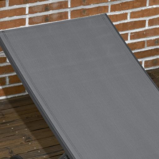Juego de 2 Tumbonas Reclinables de Jardín de Aluminio con Respaldo Ajustable y Ruedas 165x66x102 cm Gris Oscuro [2]
