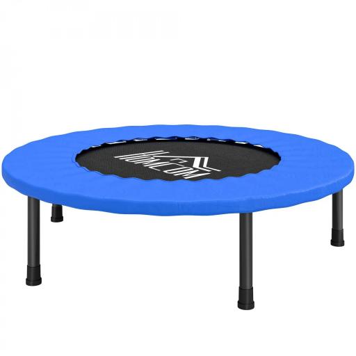 Cama Elástica Fitness Ø81 cm Trampolín de Acero con Borde Protector y 28 Resortes para Ejercicios en Interior y Exterior Carga 100 kg 81x81x22,5 cm Negro y Azul [8]