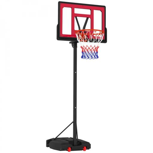 Canasta de Baloncesto Infantil con Altura Ajustable 200-260 cm Ruedas Base Rellenable y Bolsa de Peso Rojo y Negro [8]