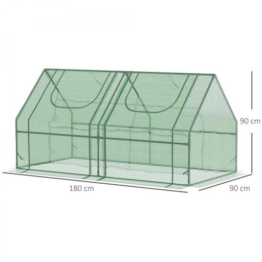 Invernadero de Exterior con Cubierta Doble Ventanas y Marco de Acero para Cultivar Plantas Flores 180x90x90 cm Verde [1]