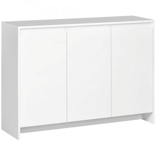 Mueble Aparador con 3 Puertas Estantes Ajustables y Cierre Suave Soporte para Televisores 120x35x85 cm Blanco [2]