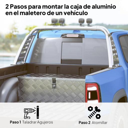 Caja de Herramientas de Aluminio con Asas Retráctiles Cierre con Llave y Gran Capacidad de Almacenaje 76x33x25 cm Plata [7]