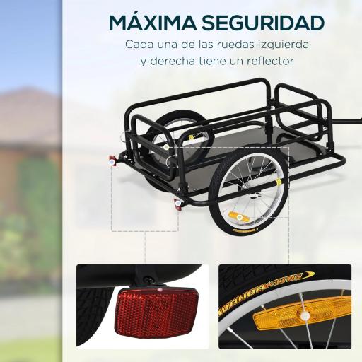 Remolque de Bicicleta Plegable para Carga 40kg Carga de Equipaje con Marco de Acero Ligero y Reflectores 139x71,5x49 cm Negro [6]