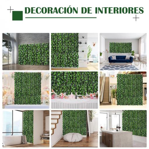 Seto Artificial en Rollo 3x1 m Pantalla de Cerca de Privacidad para Balcón Valla Jardín Exterior Planta Decorativa de Pared PE Fácil Montaje Verde [4]