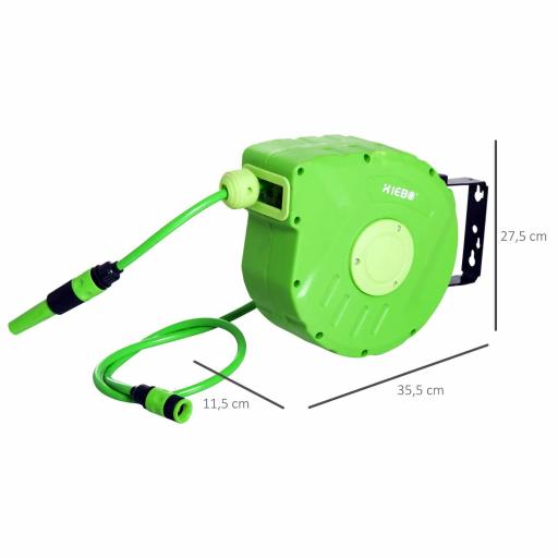 Carrete para Manguera Enrollable Carro de Manguera de Jardín 10m Roll-up Automático con Pistola de Pulverización [8]