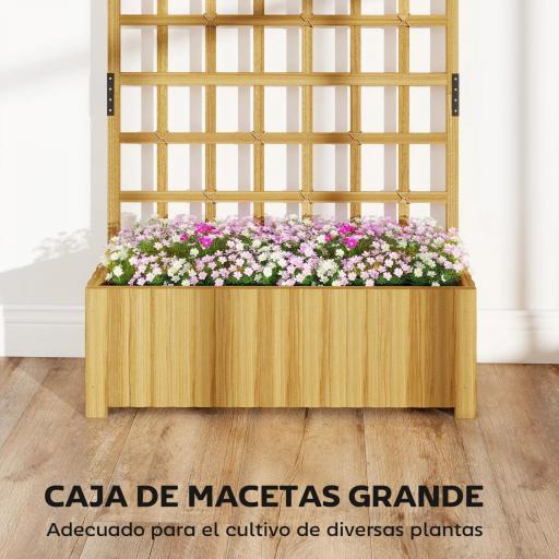 Jardinera con Enrejado de Madera con Drenaje para Cultivos Verduras Flores Hierbas 90x30x180 cm Natural [4]
