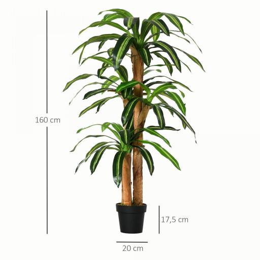 Dracaena Artificial con 66 Hojas Musgo Planta Artificial para Decoración Jardín Balcón Oficina Salón Ø20x160 cm Verde [1]