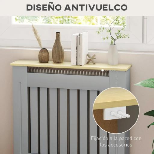 Cubreradiador de MDF Cubierta para Radiador para Salón Dormitorio Pasillo 78x19x83 cm Gris y Roble [9]