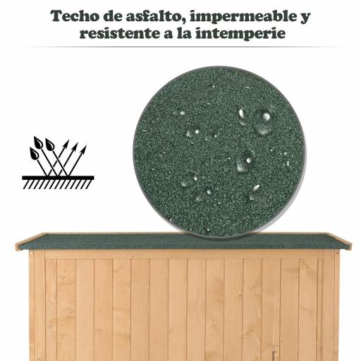 Armario de Madera para Exterior para Herramientas de Jardinería con Doble Puerta y Estantes 127,5x50x164 cm Natural [4]
