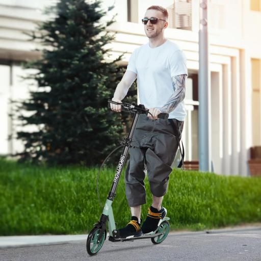 Patinete Plegable para Adultos y Niños de +14 Años Scooter con Manillar Ajustable 91,5x36,5x91-104 cm Verde