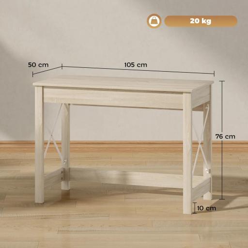 Escritorio Moderno Mesa Escritorio Mesa de Ordenador Fácil de Montar para Oficina Estudio 105x50x76 cm Natural [1]