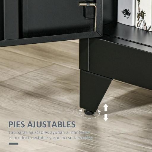 Armario Metálico con Doble Puerta y 2 Baldas Ajustables Mueble Multiusos para Oficina Salón Dormitorio 75x33x110cm Negro [4]