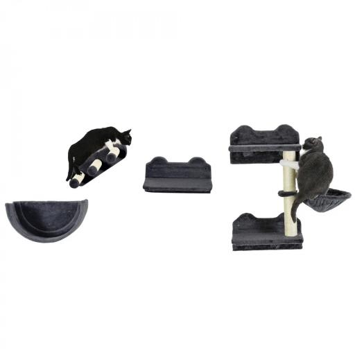 Juego de Escalada para Gatos de Pared Estantes para Gatos 4 Piezas Hamaca Nido Plataformas para Saltar Gris Oscuro [7]