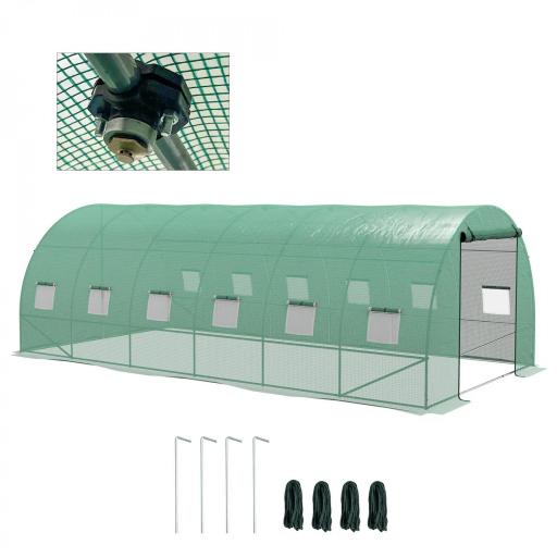 Invernadero de Túnel 6x3x2 m con Sistema de Riego Integrado 12 Ventanas con Malla y 1 Puerta Enrollable Verde [8]