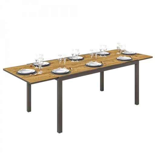 Mesa de Comedor Exterior Extensible de 160-240 cm para 6-8 Personas Mesa de Jardín Rectangular para Terraza Marrón [8]