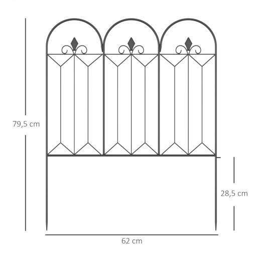 Set de 5 Vallas Decorativas para Jardín Metálicas 305x79,5 cm Combinación Libre Barrera para Animales Negro [1]